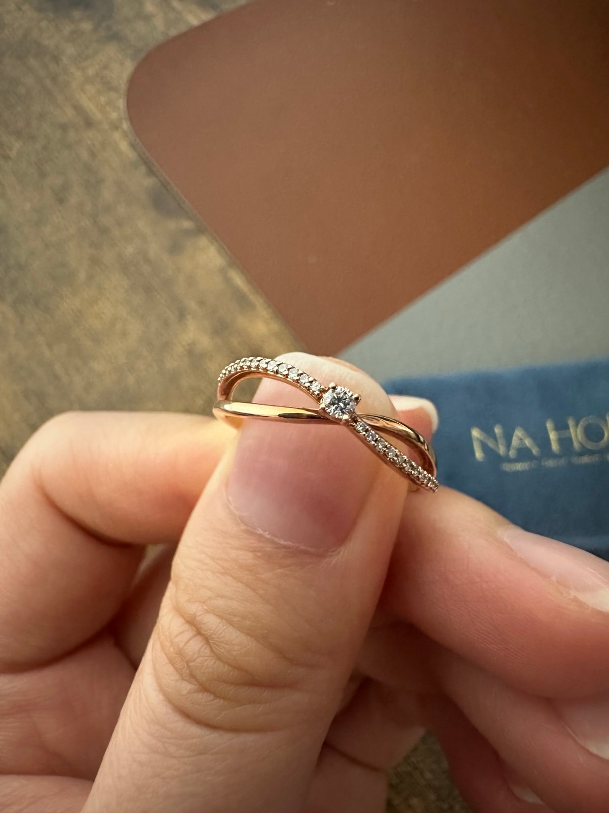 Na Hoku 14K Rose Gold “Pikake” Twist Diamond Ring – Rare!