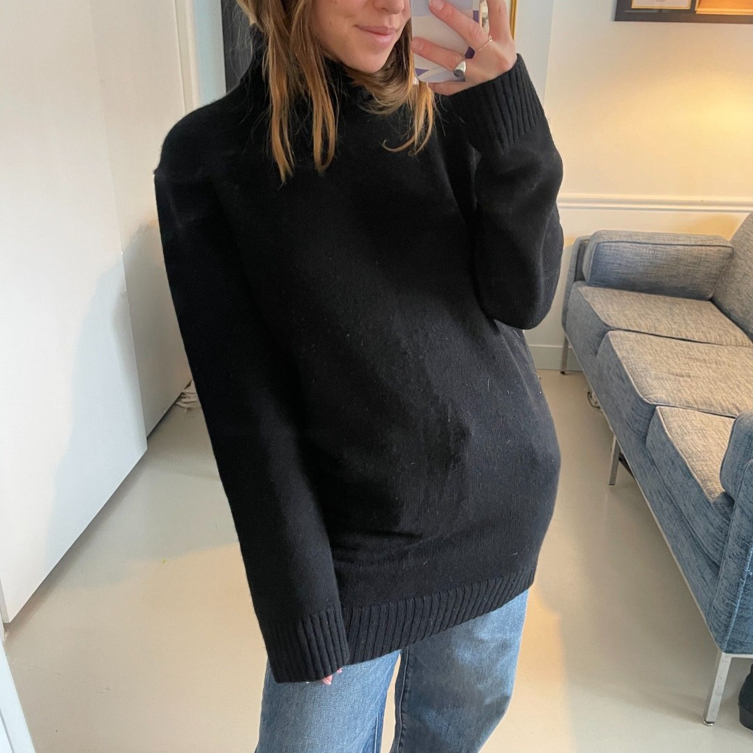 Michael Kors Oversized Turtleneck Tunic Sweater Black Medium