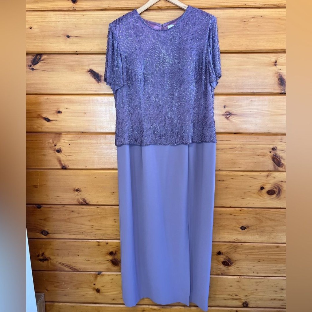 Montage Collection Mon Cheri Beaded Embellished Short Sleeve Formal Dress