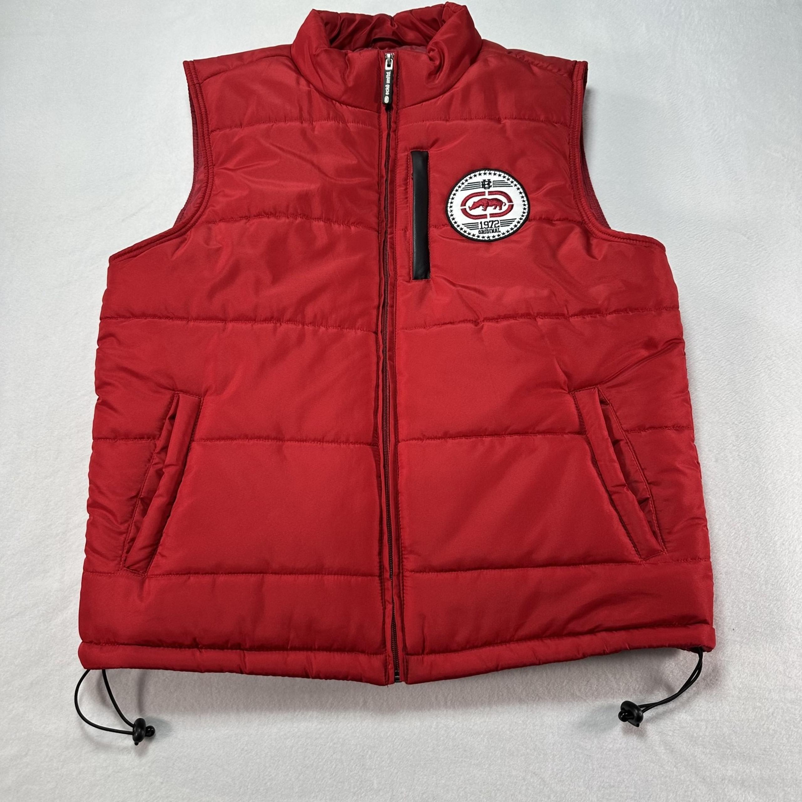 Ecko Unltd Vest Men's XL Red Puffer Sleeveless Jacket Quilted Outdoor Hip Hop