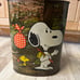 Vintage Peanuts Charlie Brown Snoopy Woodstock Cheinco Tin Waste Can Basket (AW)