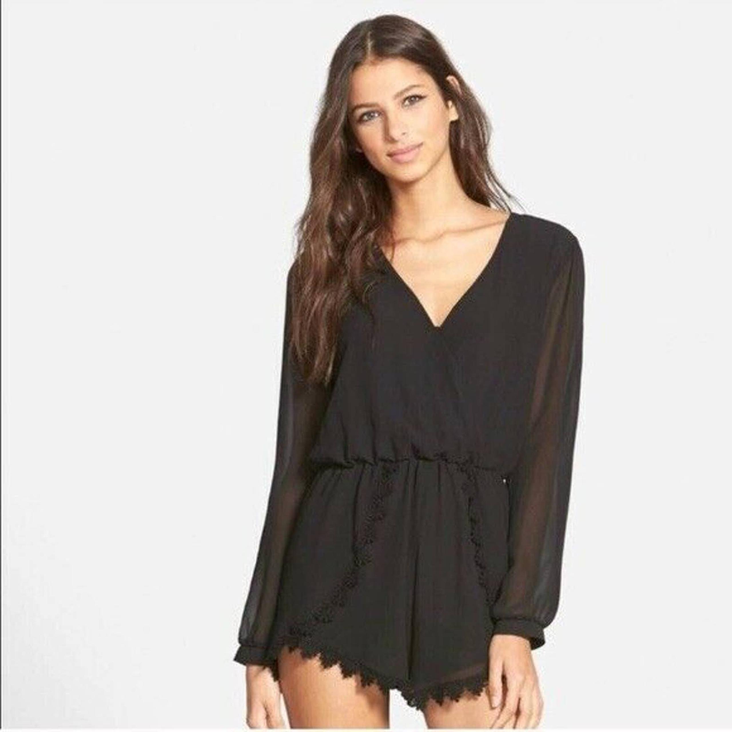Astr The Label Womens Roseanne Pleated Romper Jumpsuit SZ L