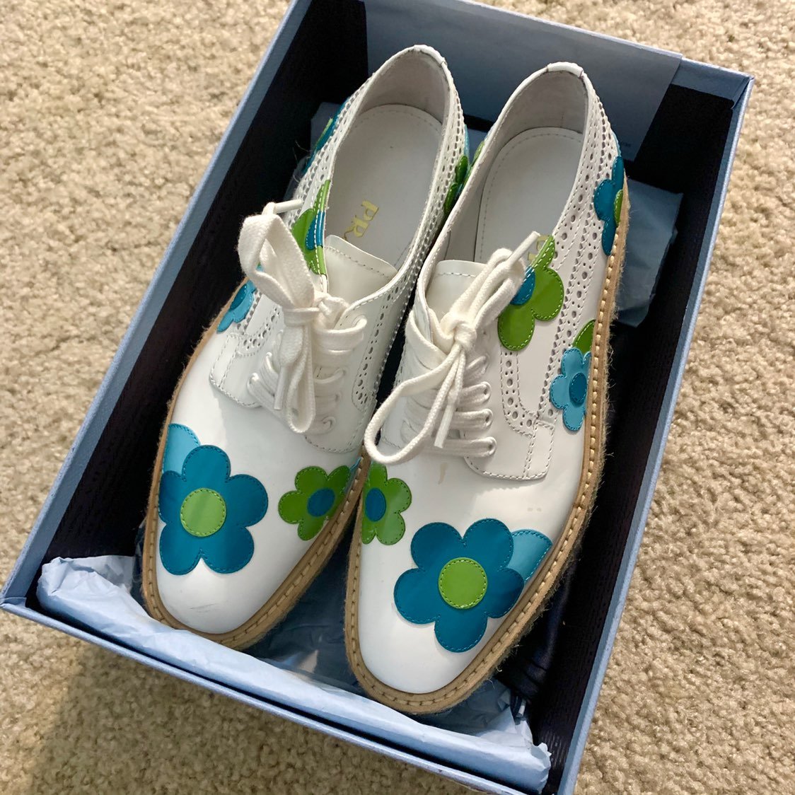 Prada Flower Brogue Oxfords Platform