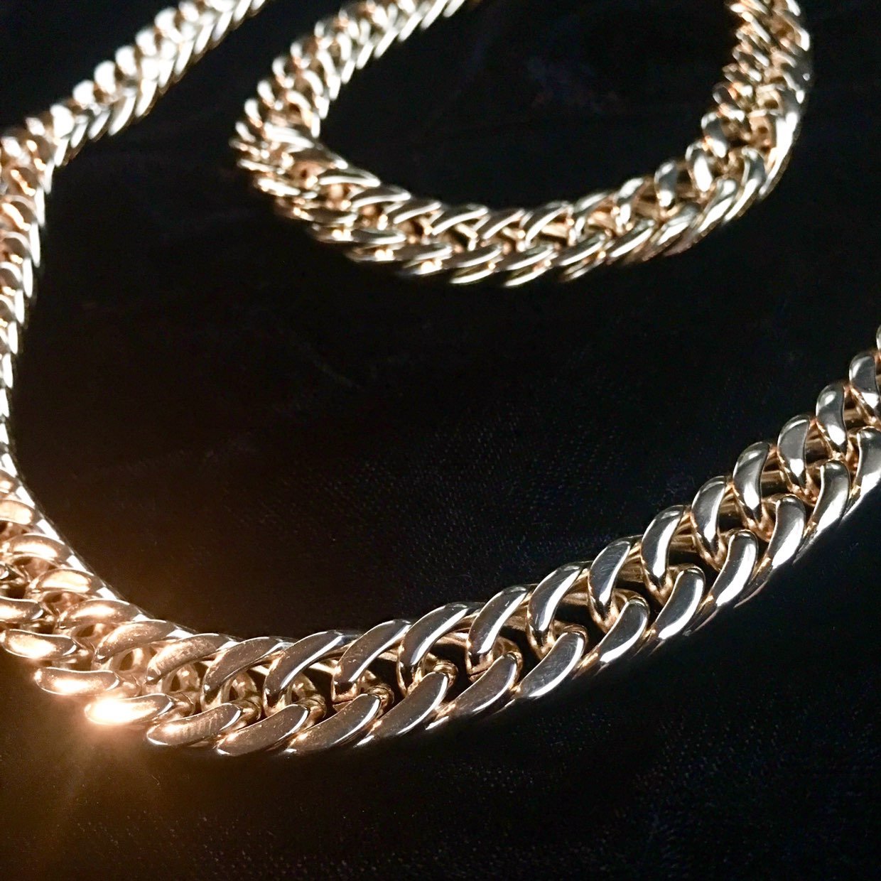 DOUBLE CUBAN LINK CHAIN 18K GOLD ITALY