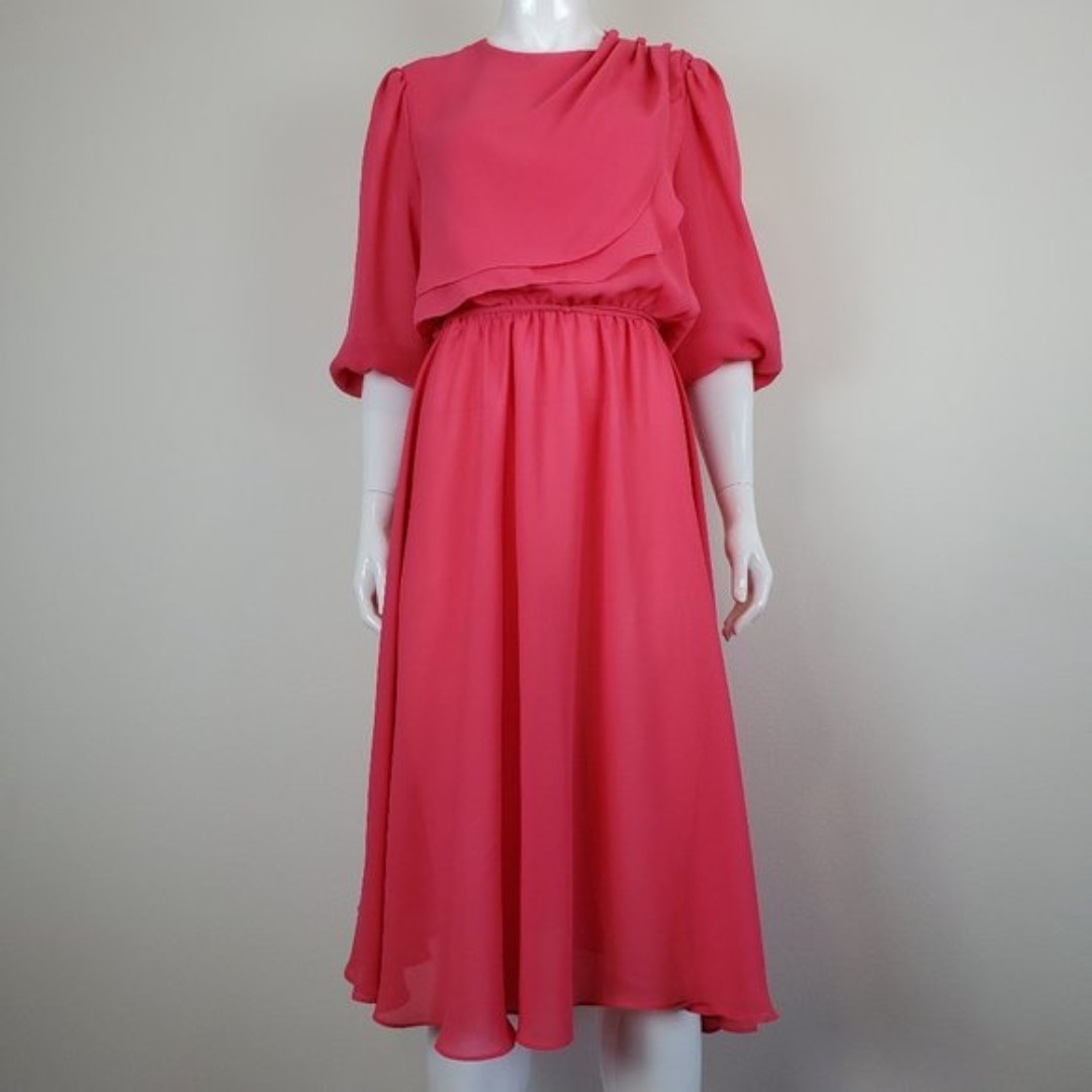 Vintage 70's Amy-Deb Pink Midi Dress