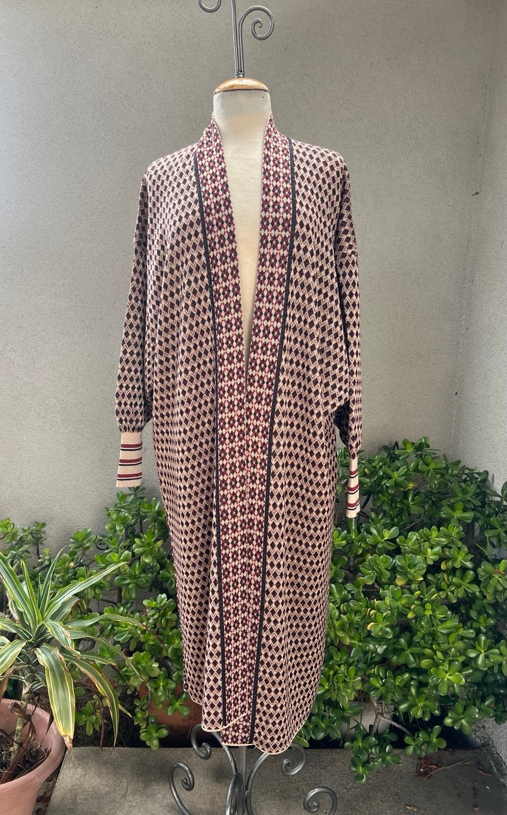 Zara boho knit maxi cardigan duster fall colors metallic Sz small.