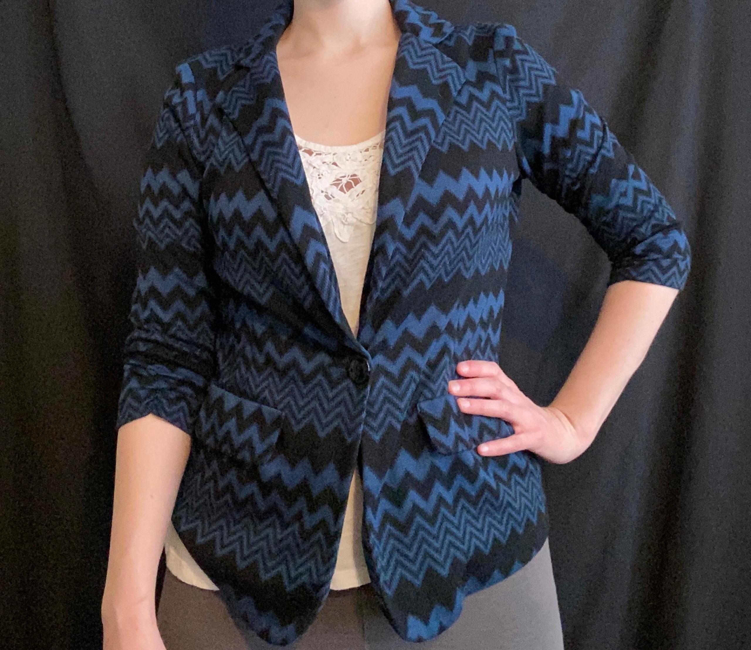 Dark Blue and Black Zig-Zag Blazer