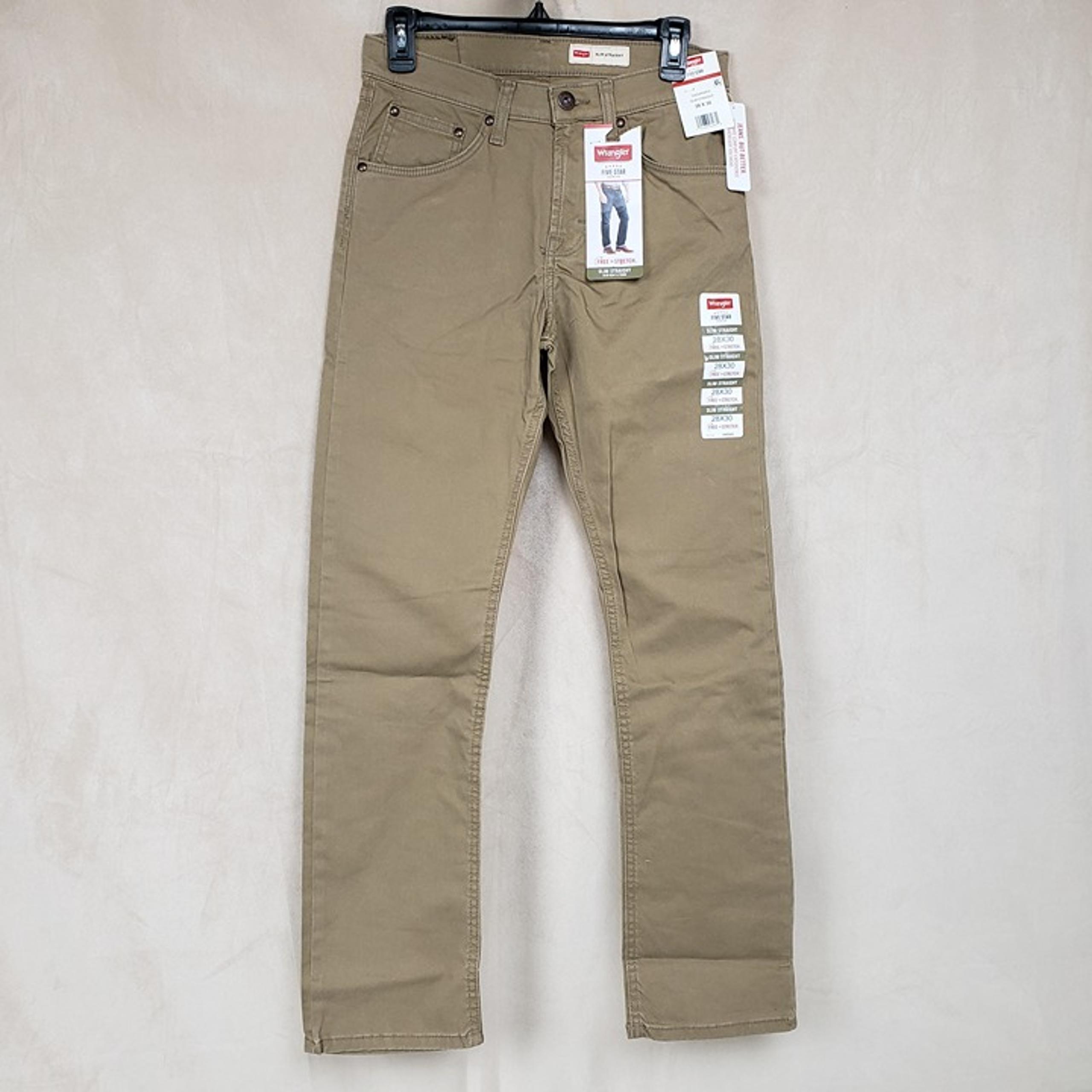 Wrangler Men's 28x30 Slim Straight Stretch Jean, Light Brown