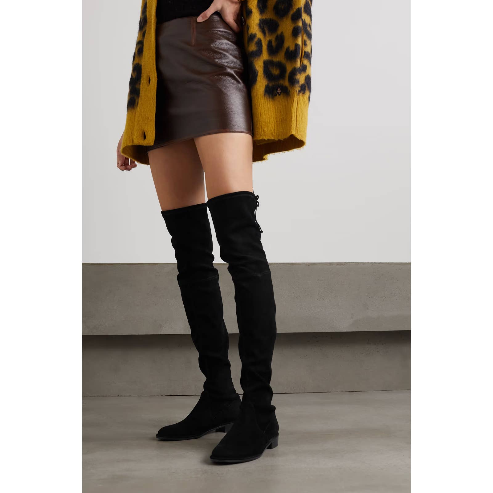 Stuart Weitzman Lowland Over the Knee Suede Boots Womens 8.5 OTK Black Suede