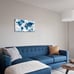 Large Framed Wall Art Blue Map of the World Painting Ready to Hang -20 x 40