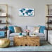 Large Framed Wall Art Blue Map of the World Painting Ready to Hang -20 x 40
