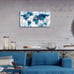Large Framed Wall Art Blue Map of the World Painting Ready to Hang -20 x 40