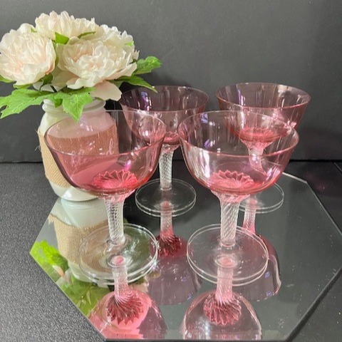 George Borgfeldt Lisa Cranberry Champagne/Tall Sherbet Coupes