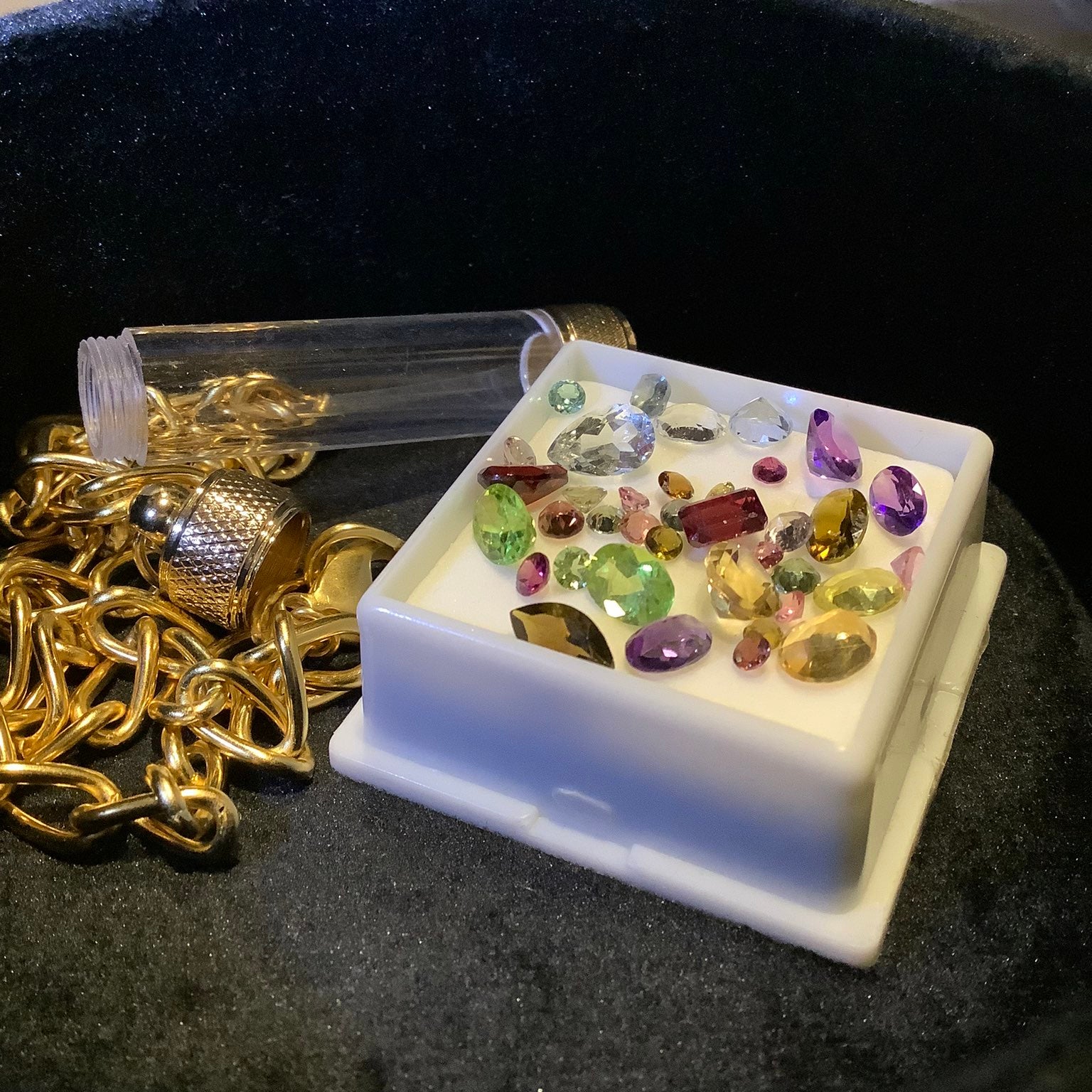 10K Gold Plated Necklace Pendant Filled With Precious Gemstones