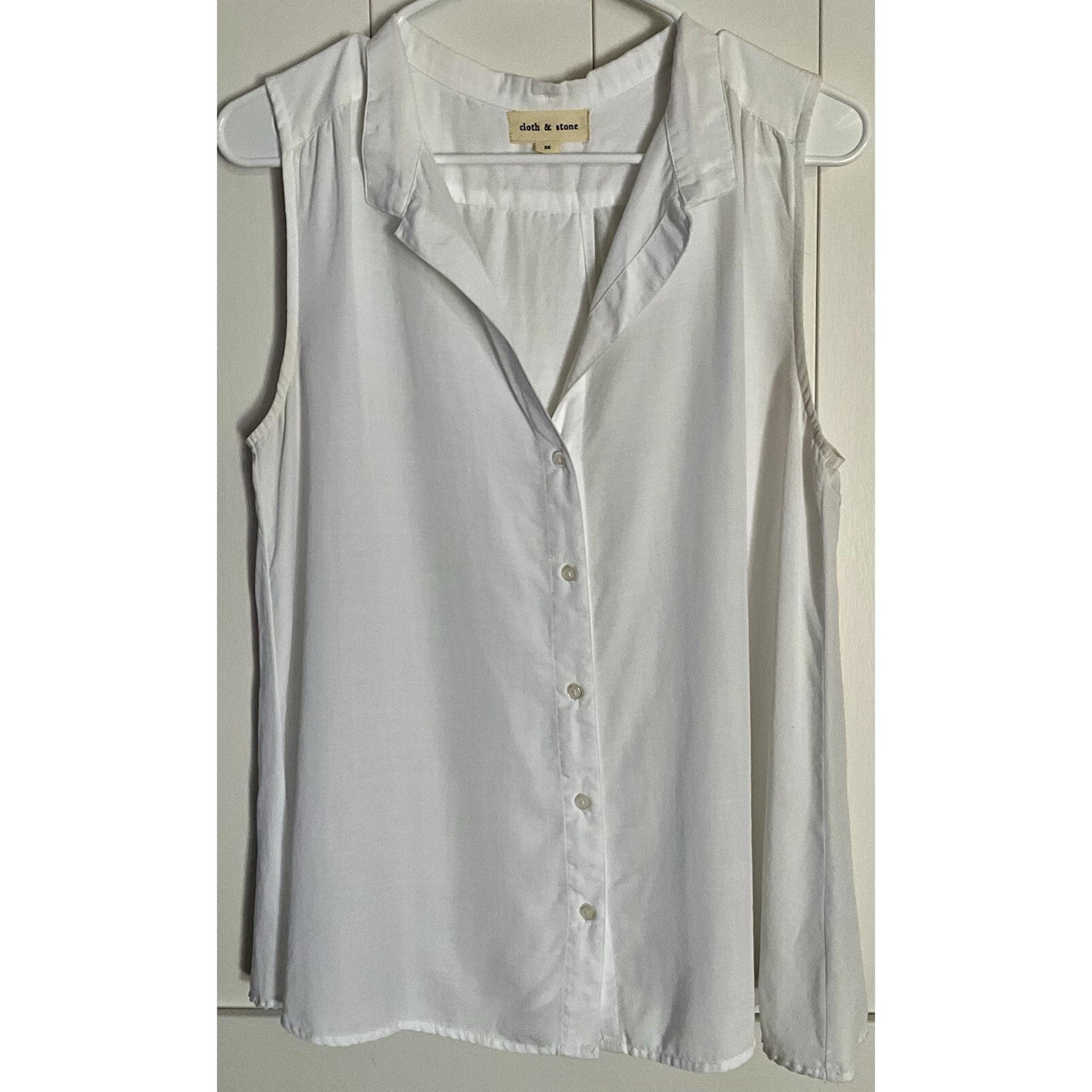CLOTH AND STONE Women’s White Sleeveless V-Neck Top Size Medium