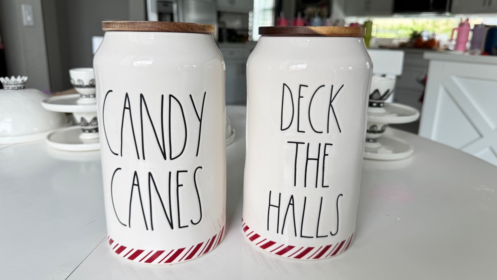 Rae Dunn Candy Canes and Deck the halls