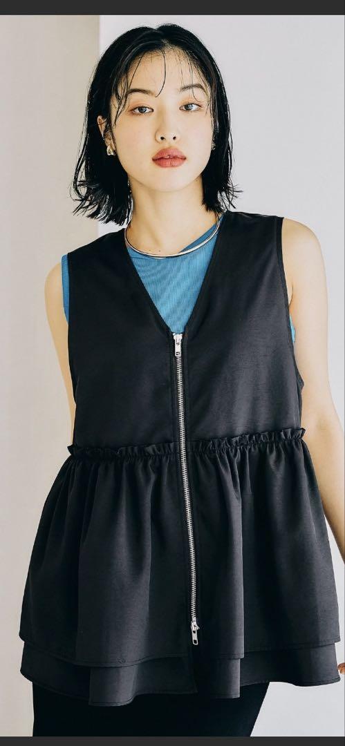 LEPSIM Black Frill Design Vest, TALL size