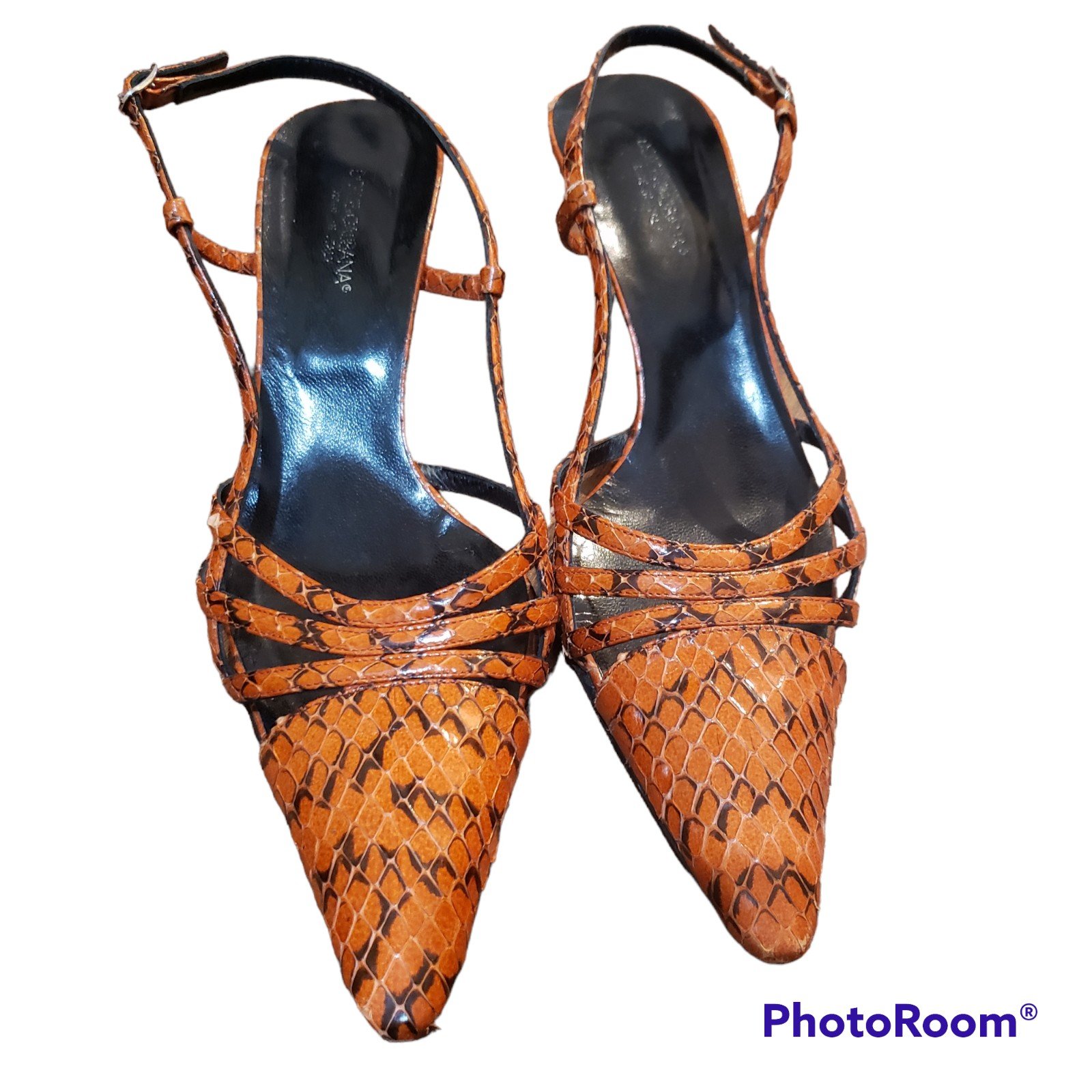 Dolce & gabbana snake print Heel sandals orange size 37 1/2 us 7