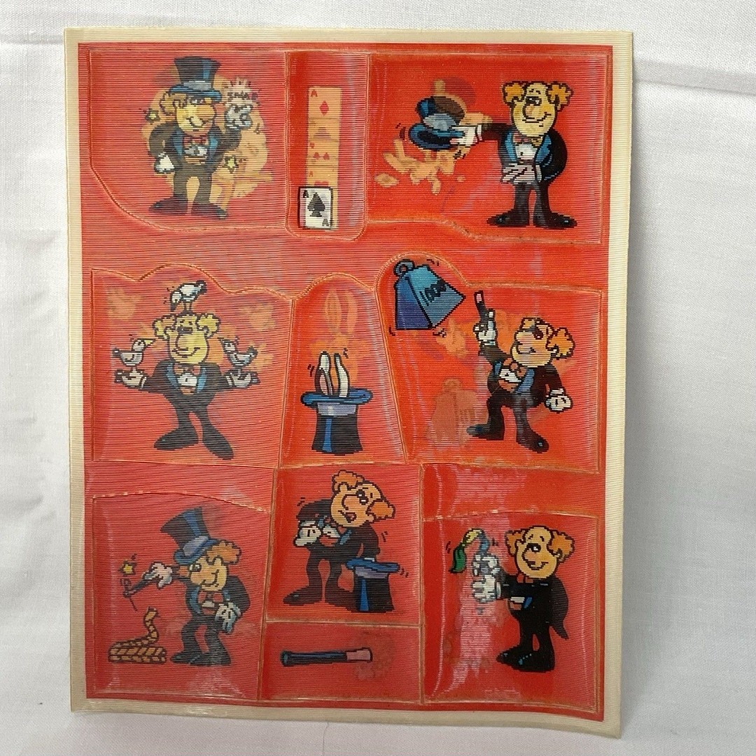Vintage Hallmark Magic Motion Magician Lenticular Stickers Sticker Sheet 80s