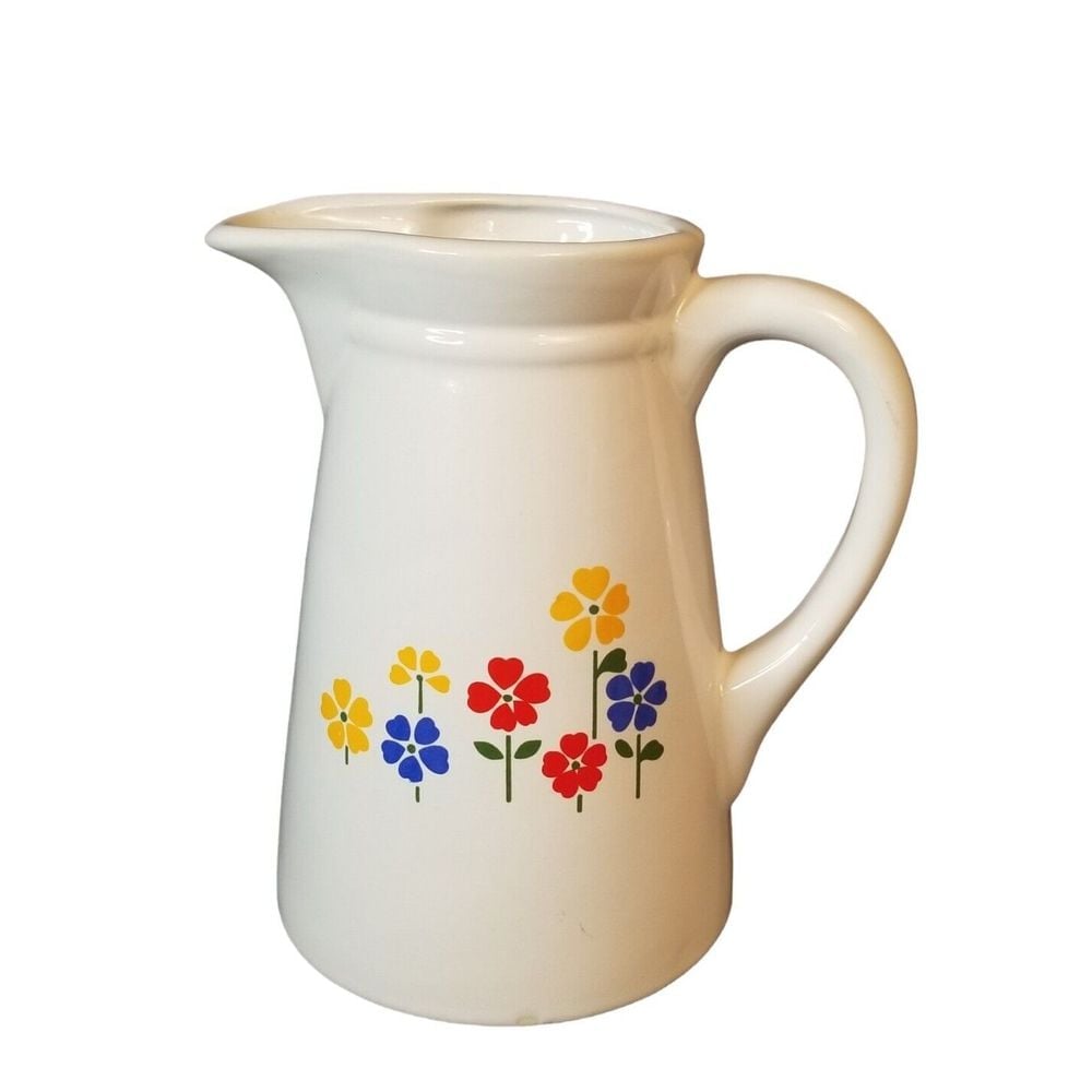 Vintage Beautiful Water Pitcher Flowers Design Made in Taiwan