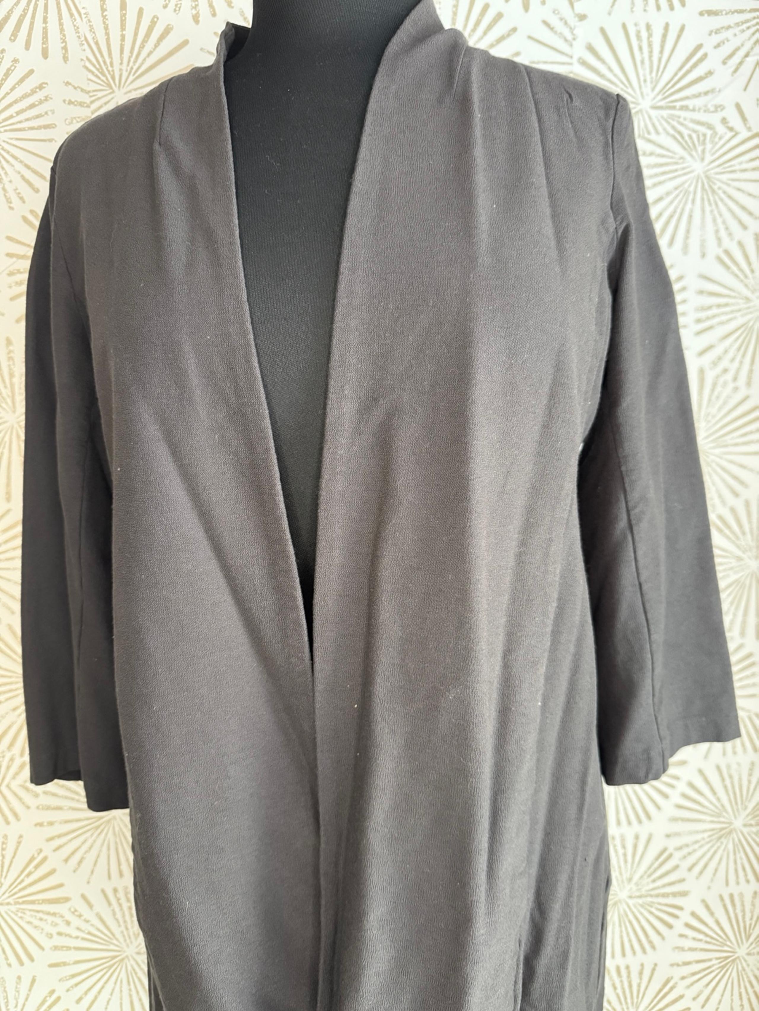 EILEEN FISHER Blue Grey Lightweight Washable Stretch Crepe Long Jacket M