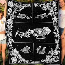 Skeleton Lover Skull Couple Fleece Blanket 40x30