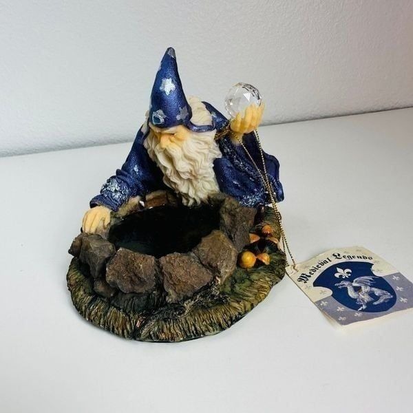 Medieval Legends Wizard With Crystal Ball Figurine