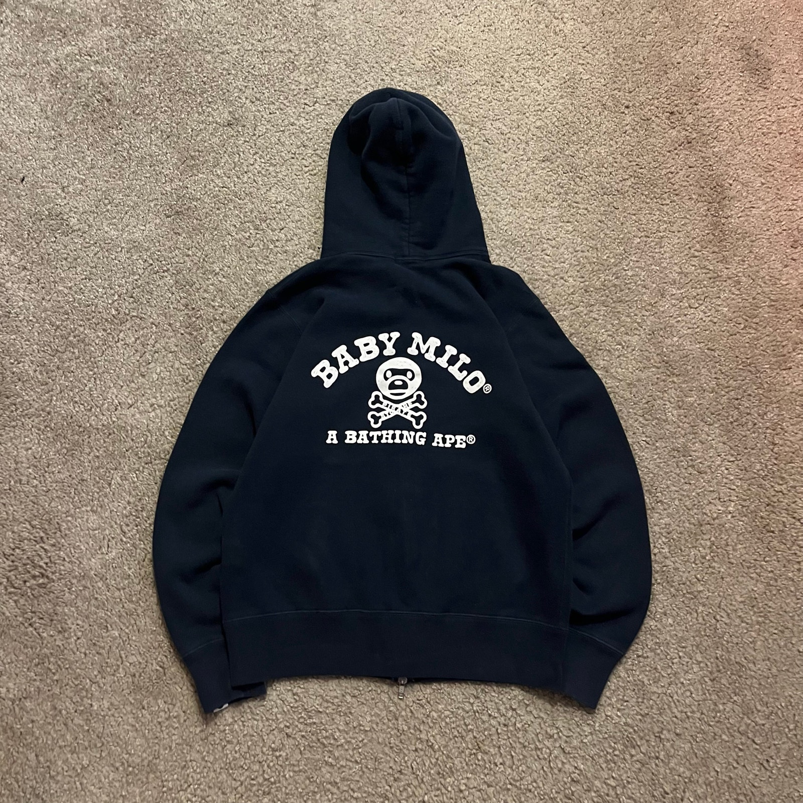Authentic Bape 2000’s Baby Milo Crossbones Full Zip Hoodie Navy M