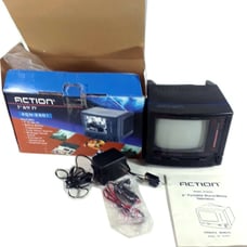 Action 5 TV Portable AC/DC Powered Black and White Vintage New Open Box