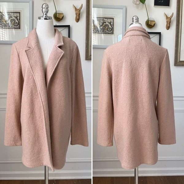 Rachel Zoe Beige Wool Blend Open Front Blazer Coat S