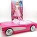 Barbie The Movie Corvette Popcorn Bucket & DOLL in Gingham Dress Diecast Set