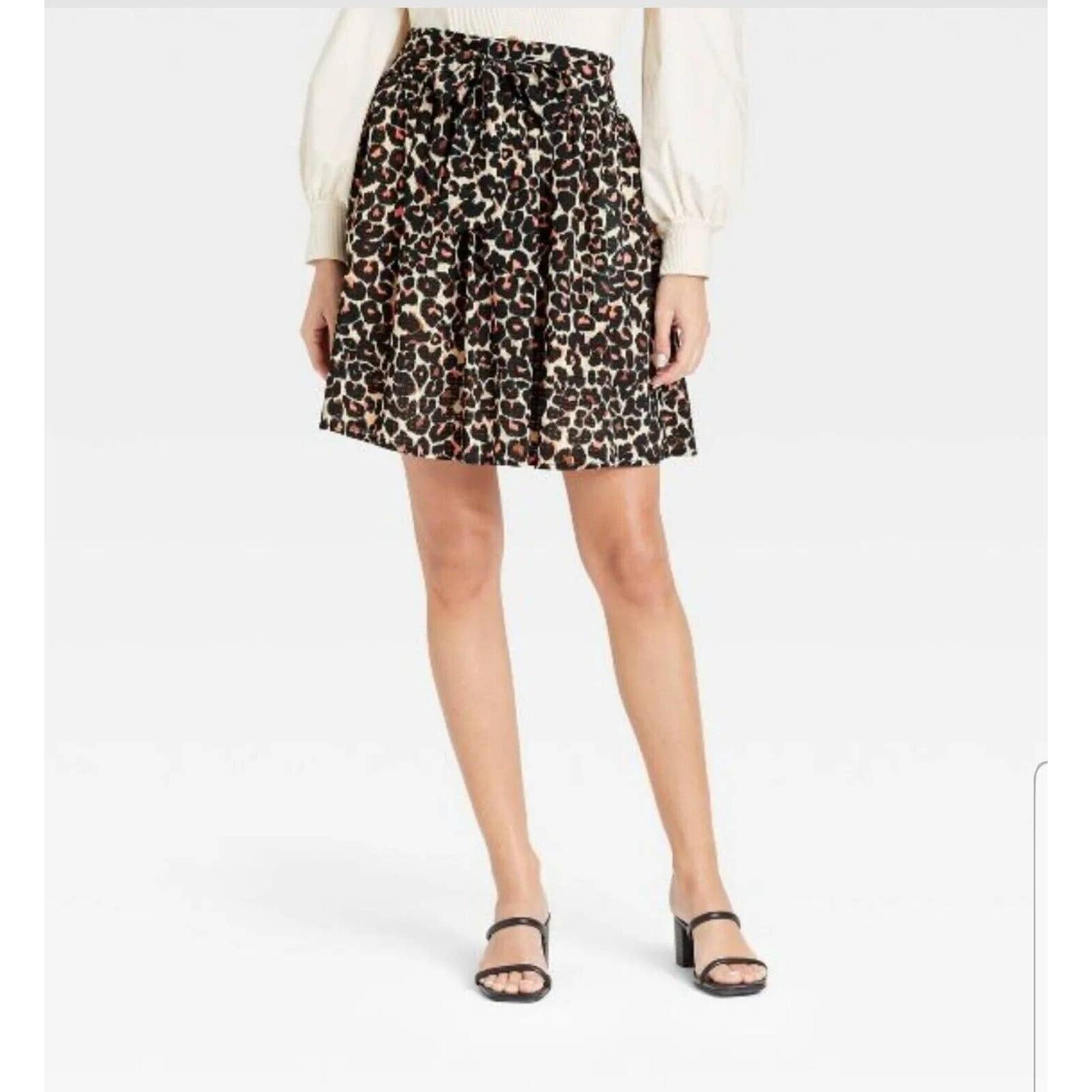 NWOT Who What Wear Sz XXL Women's Wide Belt Mini Skirt - Leopard Print