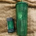 Starbucks Holiday 2023 Bling Studded Green Grinch Tumbler and Ornament Keychain