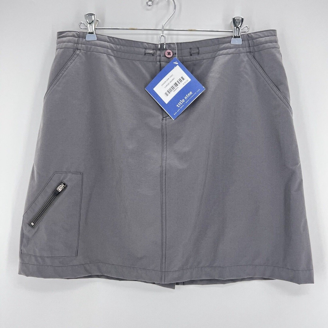 TITLE NINE NWT sz 10 gray cargo skirt skort hiking golf tennis