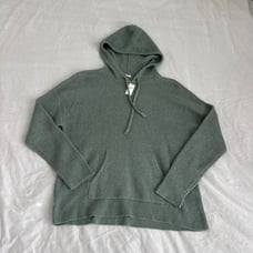 aerie green waffle knit pullover hoodie