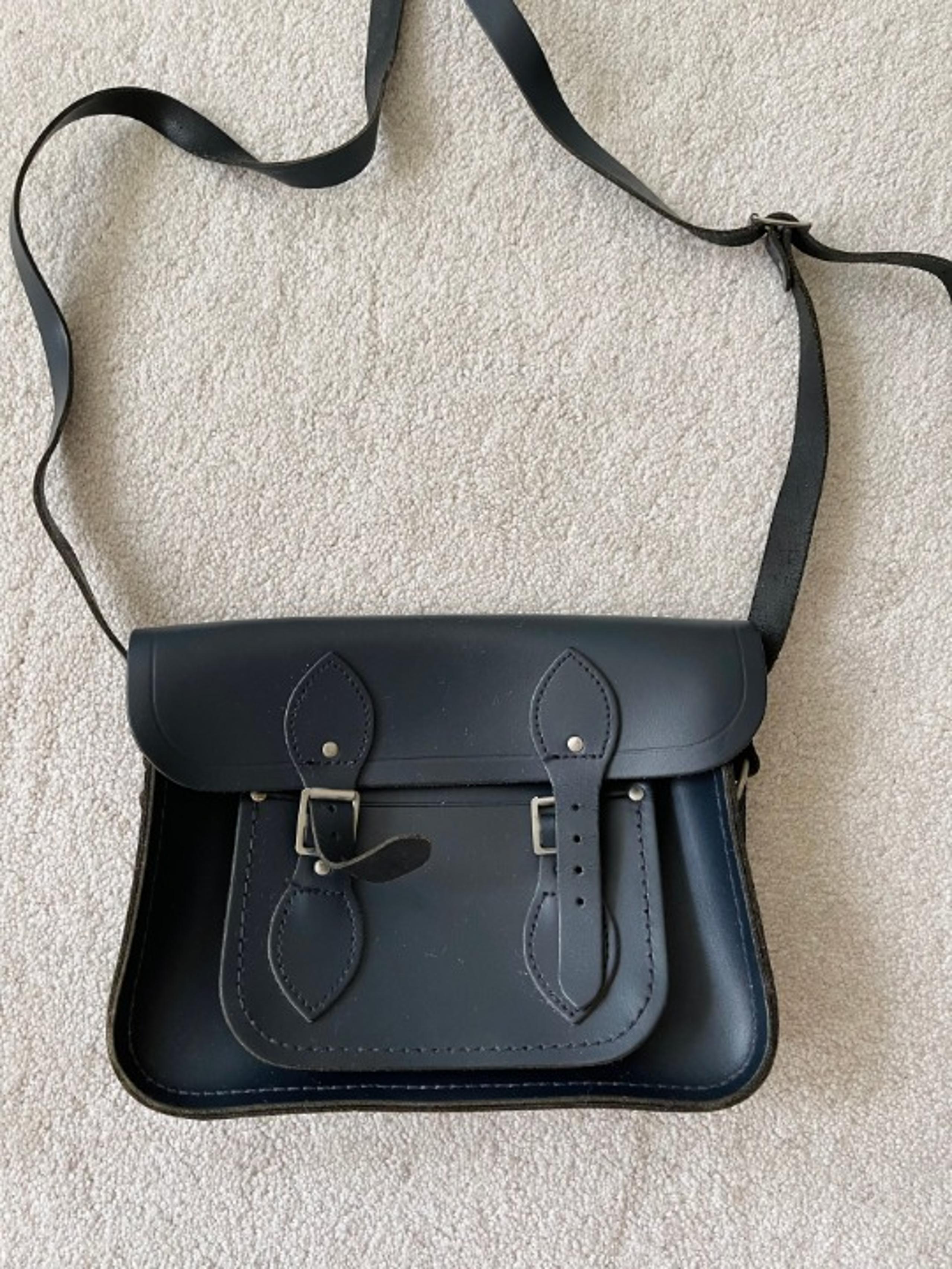 11 Inch Classic Satchel, Leather, Cambridge Satchel Company, Vintage Bag, Navy