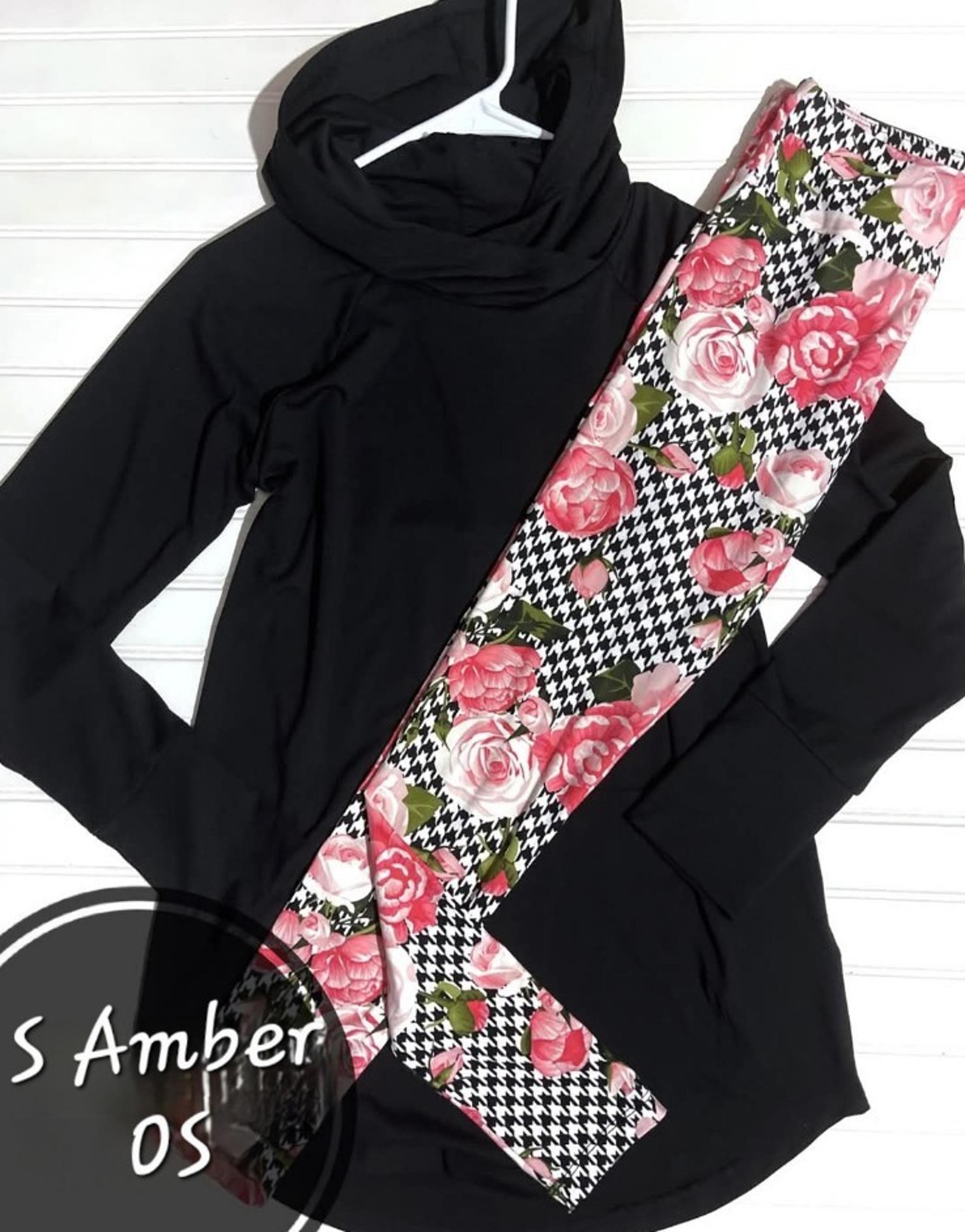 Lularoe Amber Hooded Sweatshirt And OS Floral Leggings NWT