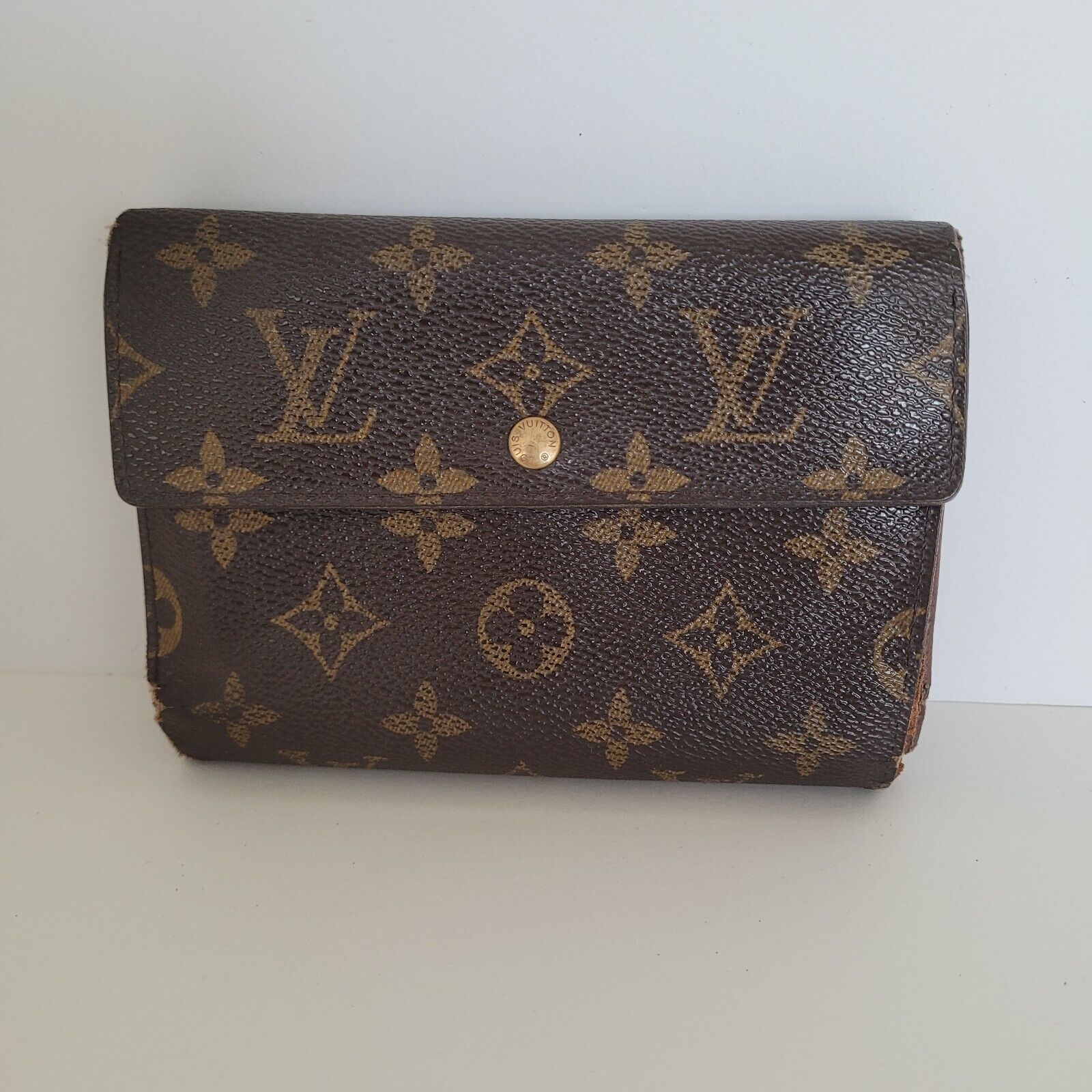 Authentic LOUIS VUITTON Vintage Monogrammed Wallet Envelope Leather Medium Logo
