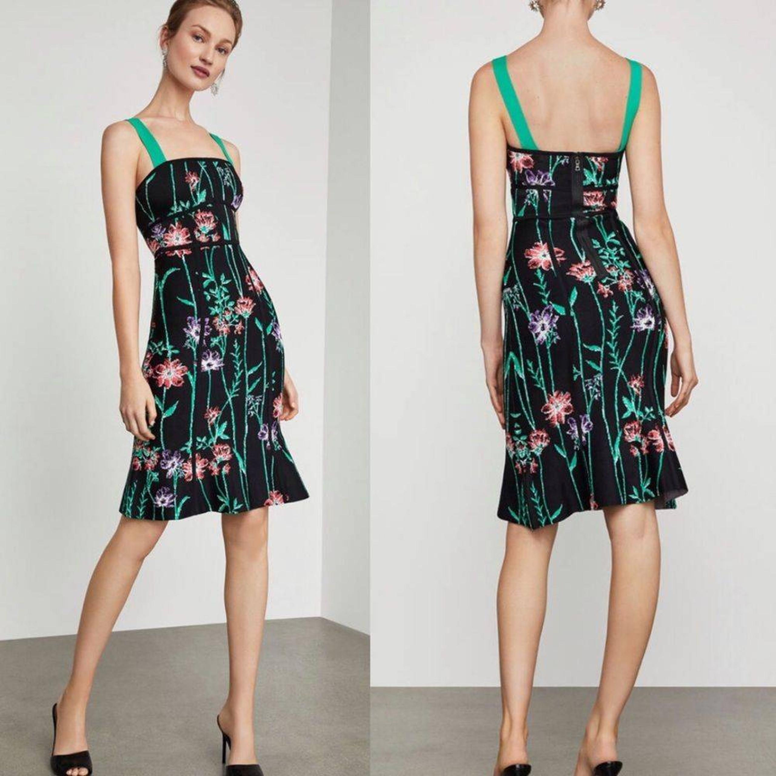 BCBG Strappy Floral Bodycon Dress Size S