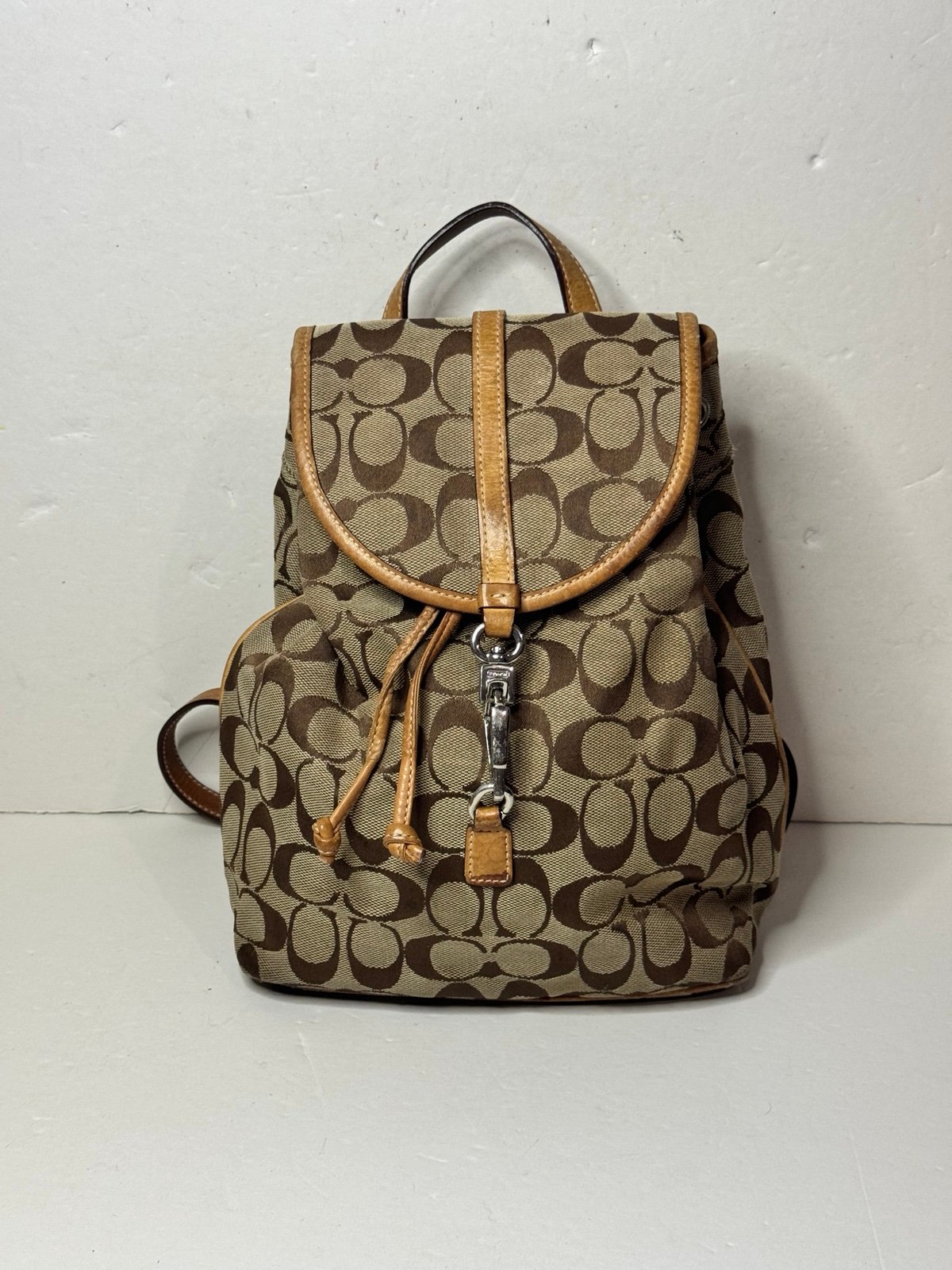 COACH H3J-6613 Vintage Tan Canvas Backpack