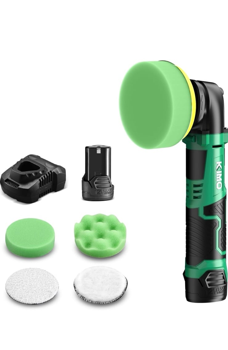 KIMO 12v 5 Speed Cordless Polisher Buffer Sander Car Detailing Kit Bundle Tested