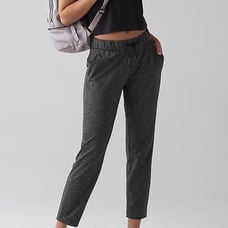 Lululemon Heathered Gray/Black Pants soft stretchy waist tie medium joggers