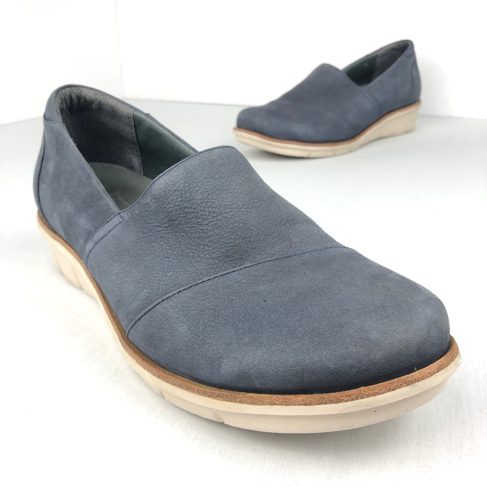 Dansko Julia Nubuck Suede Wedges Women’s Size 40 Comfort Navy Blue Slip On Work