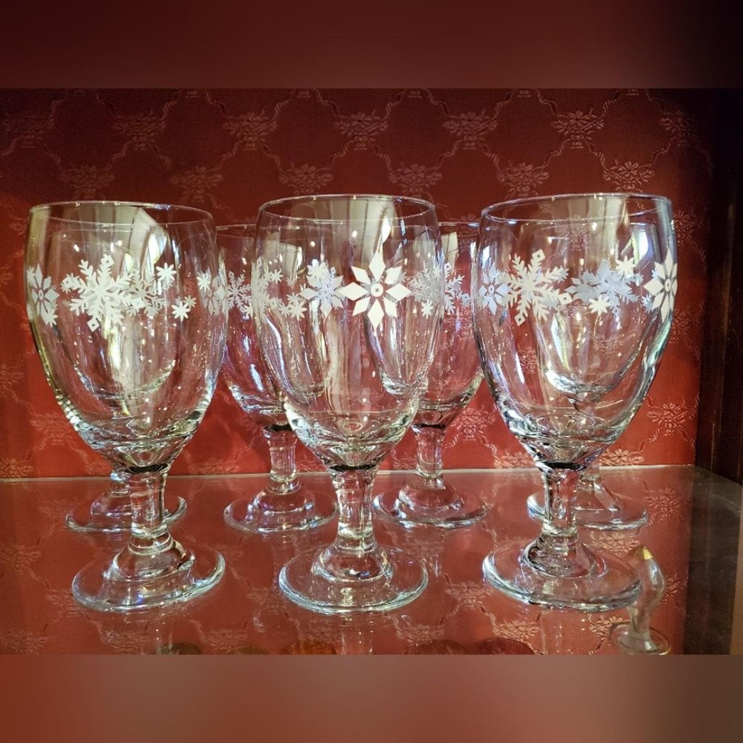 Libbey Premiere Water or Ice Tea Goblets Snowflake Glasses