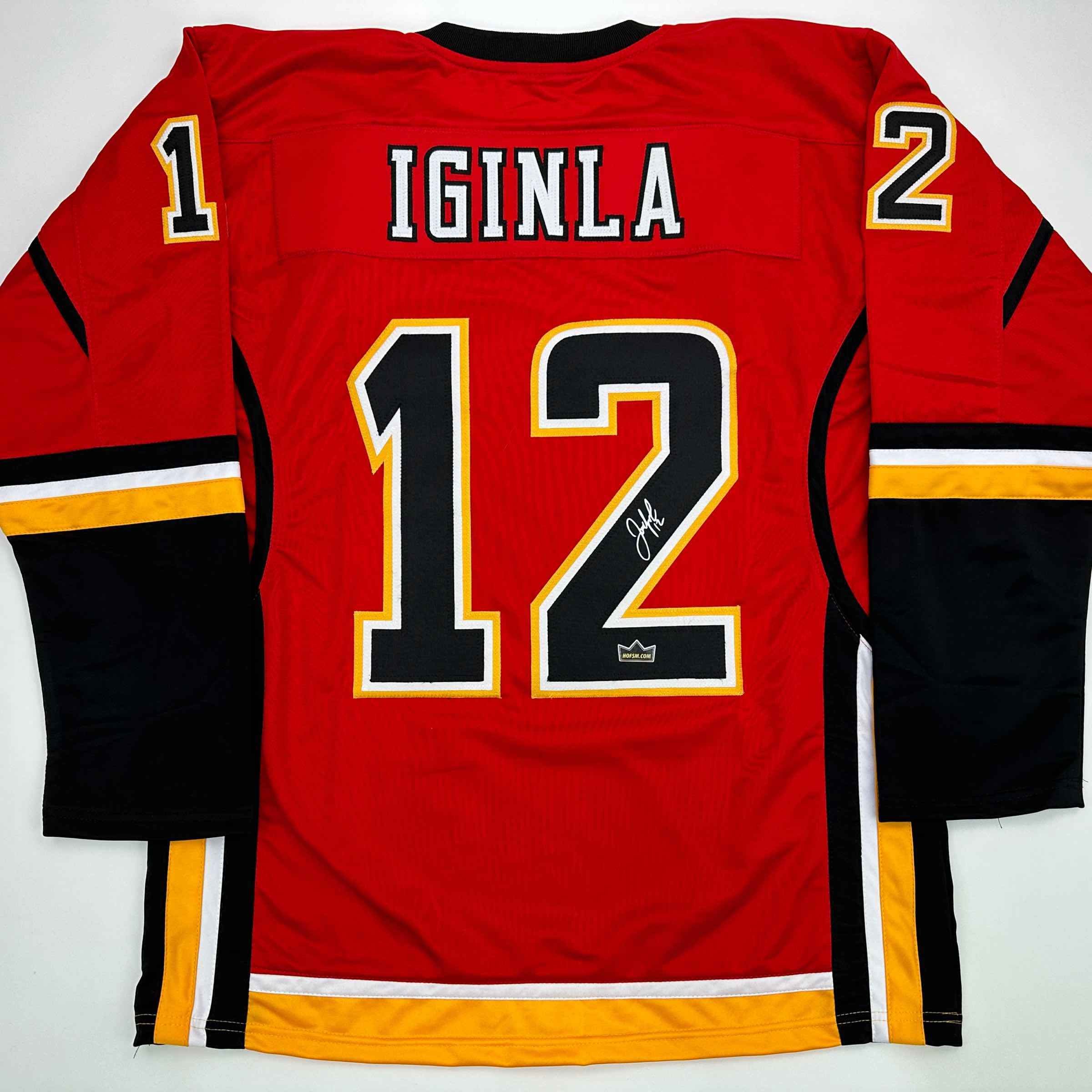 Facsimile Autographed Jarome Iginla Calgary Red Auto Jersey Size Men's XL