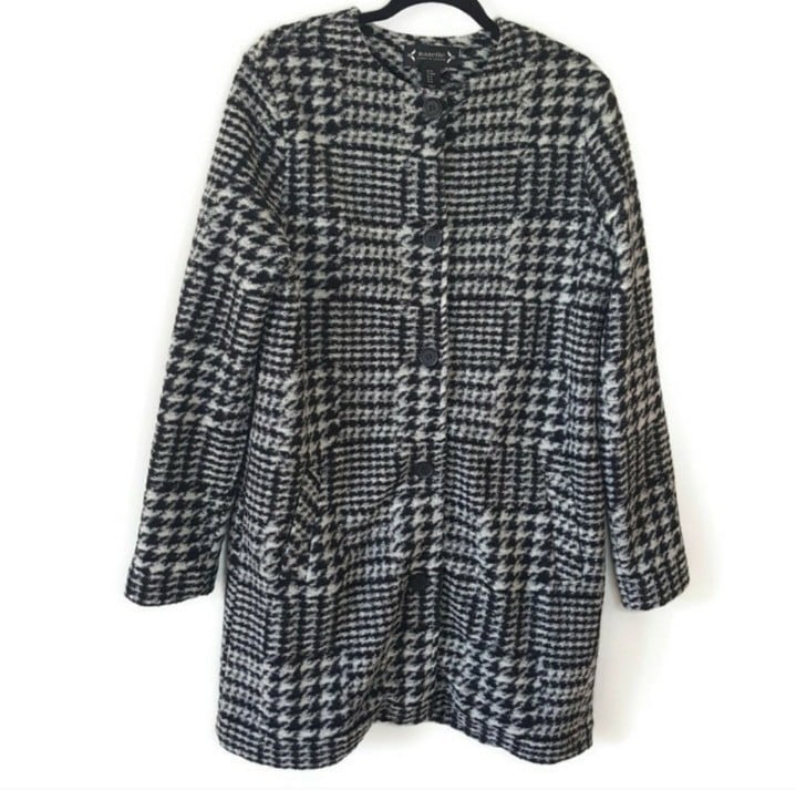 Nanette Nanette Lepore Wool Blend Houndstooth Button Front Coat Medium NWOT