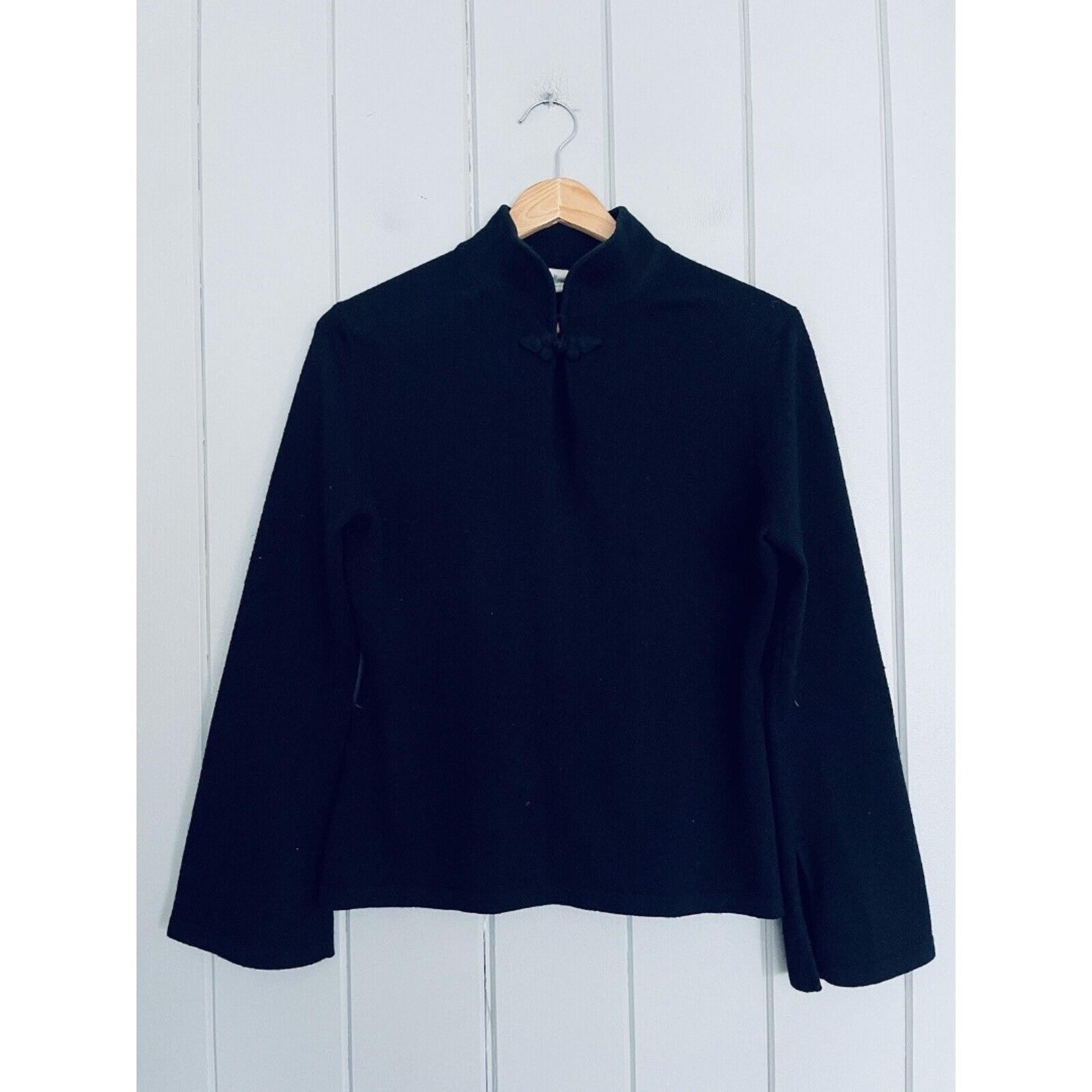 Vintage Neiman Marcus Sweater M Medium Black 100% Cashmere Long Sleeve Mandarin