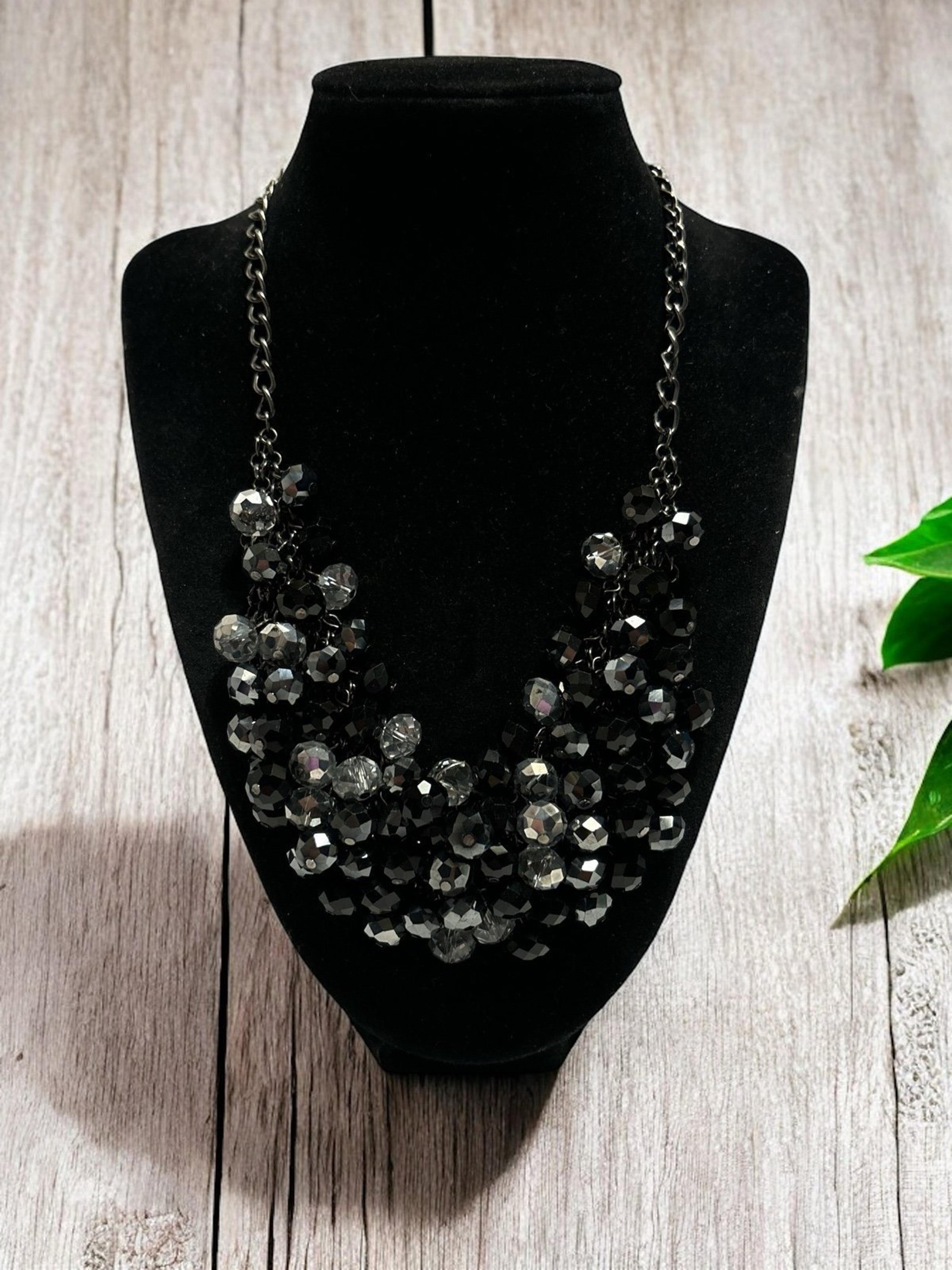 The Limited Gunmetal Tone Glass Beaded Necklace 18”+2”