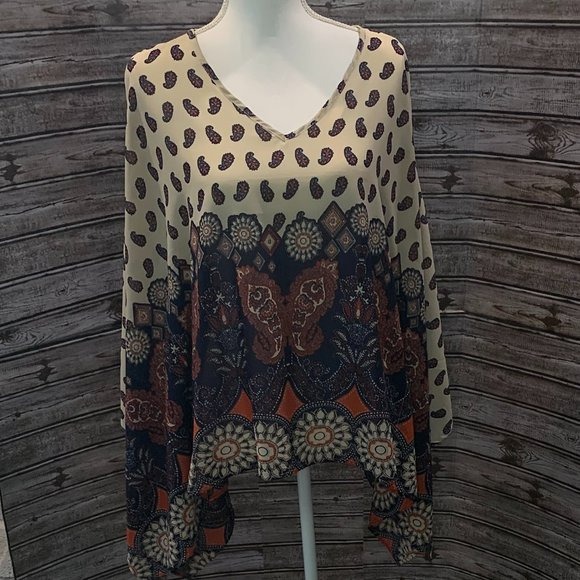 S,M #RLB Rue 21 Embroidered Cold Shoulder Long Sleeve Blouse