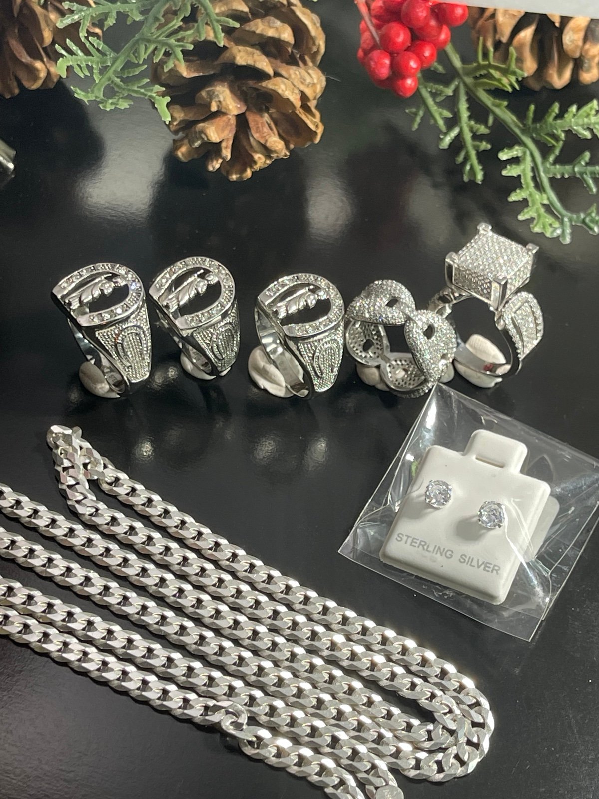 Lot of 5 rings chain and earrings for Jpolio